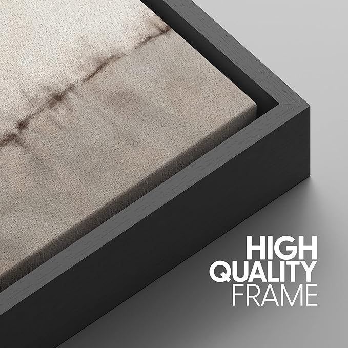 SIGNWIN Framed Canvas Print Wall Art Set Grunge Brown Gray Pastel Landscape Shapes Abstract Illustrations Modern Art Decorative Nordic Chic Calm for Living Room, Bedroom, Office - 24"x36"x3 Black