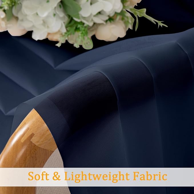 Gwine Navy Blue Sheer Curtains 90 Inches Long 2 Panels Set, Light Filtering Solid Filmy Drapes for Living Room Bedroom, Elegant Soft Rod Pocket Voile Sheer Window Curtains, 42Wx90L Inch, 2PCS