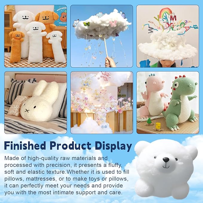 Bupete 4.18lb/1900g Pillow Stuffing, (1.8oz~4.18lb) Pillow Stuffing for Couch Pillows, Stuffing for Stuffed Animal Crafts, Pillows Filling Stuffing, Poly Filling Stuffings, Cushions Stuffing
