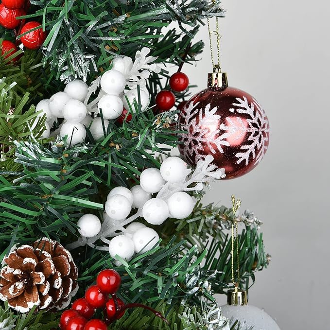DearHouse 14 Pack Christmas Glitter Berries Stems, 7.8Inch Artificial Christmas Picks for Christmas Tree Ornaments, DIY Xmas Wreath, Crafts, Holiday and Home Decor (White)
