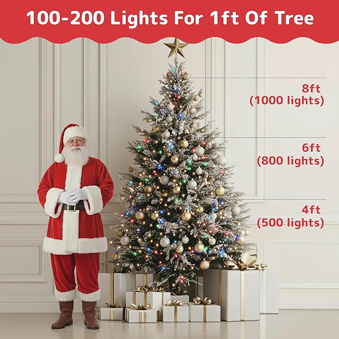 PREXTEX Multicolored Christmas Lights with Green Wire, 60 Feet, 300 Lights, Colorful String Lights Indoor or Outdoor - Incandescent String Lighting for Christmas Tree Decorations for Fences and Patios