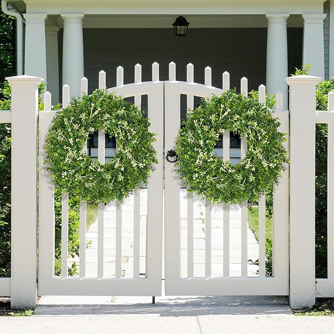 24-26 Inch Large Greenery Eucalyptus Boxwood Wreaths Artificial Easter Summer Spring Wreaths for Front Door Outdoor All Season Spring Decorations for Home Porch Room Window Wall Farmhouse (Berries)