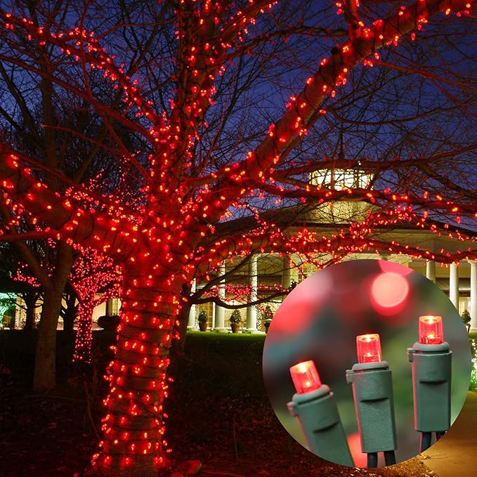 LAMPHOME 100 Count Red -String Lights - 21.6FT LED Christmas Lights, Mini led Lights for Indoor Outdoor Home Holiday Party Wedding Independence Day Decoration