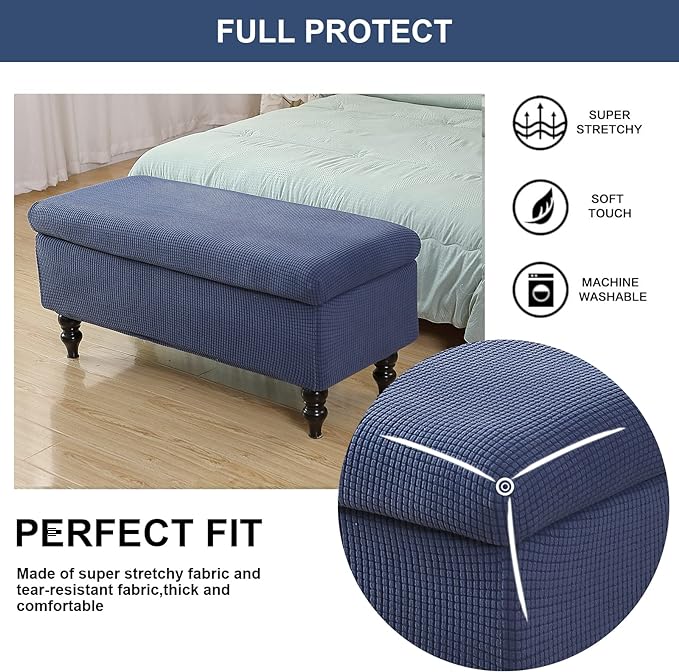 FUANGUI Ottoman Cover Stretch Storage Ottoman Bench Slipcover Printed Folding Storage Bench Ottoman Cover Footrest Stool Slipcover Footstool Protector Cover with Elastic Bottom, Large