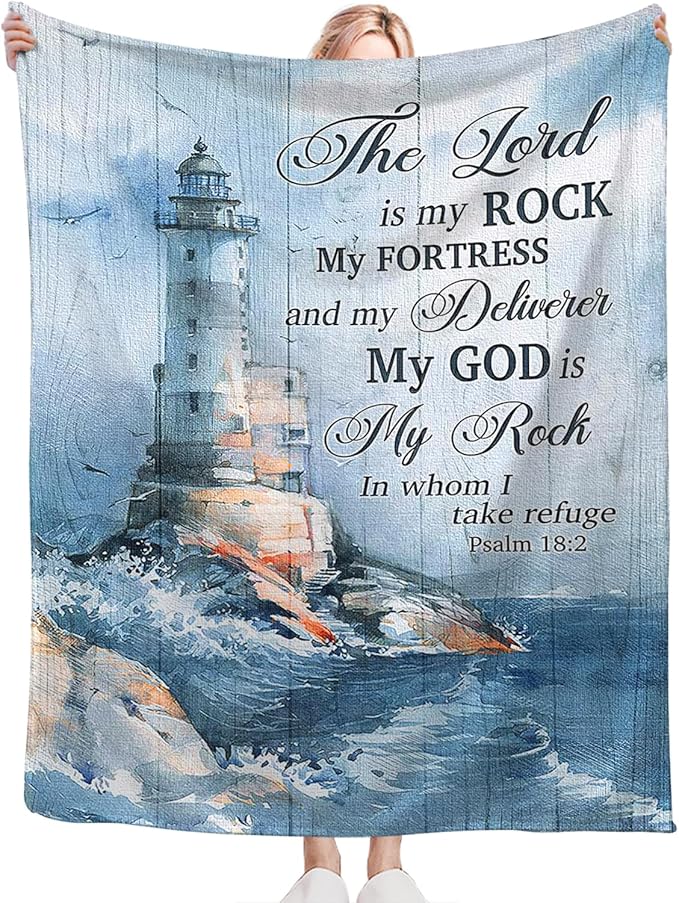 Tijuboni Ocean Nautical Lighthouse Throw Blanket Christian Religious Gifts for Women Men Girls Boys Kids Adults Soft Flannel Fleece Blanket for Couch Sofa Bed Home Decor 40"x50"