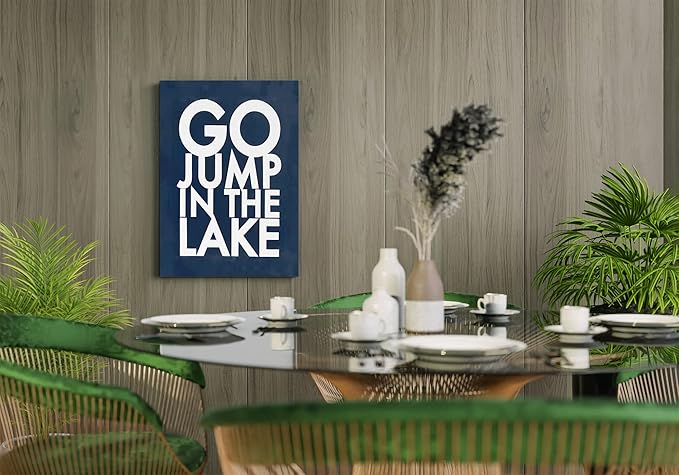 BXFAHZJ Go Jump In The Lake Wall Art Canvas Farmhouse Lake Theme 11x14 Inch Prints Decor For Lake House Home Bedroom Gifts For Lake Lover, Lake Housewarming, Lake House Porch Sign Decor