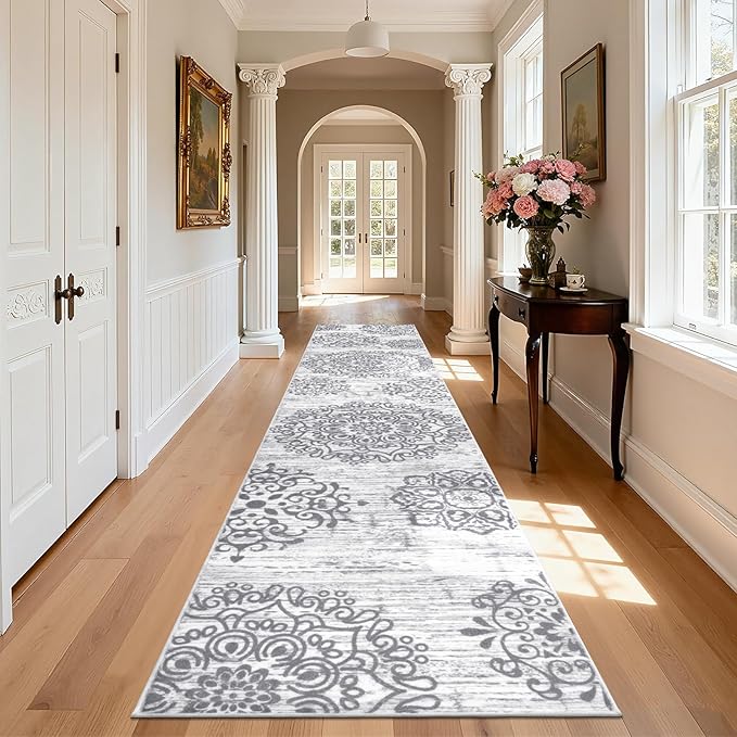 HEBE Hallway Runner Rug 3'x16' Washable Vintage Distressed Area Rugs Non Slip Laundry Rug Runner Boho Floor Carpet Runners for Hallways Entryway Laundry Room Kitchen Bathroom