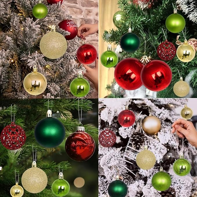 24ct Mini Christmas Balls Ornaments for Xmas Christmas Tree - Small Shatterproof Decor Hanging Ball for Holiday Wedding Party Decoration 1.18 Inch/30mm, Silver