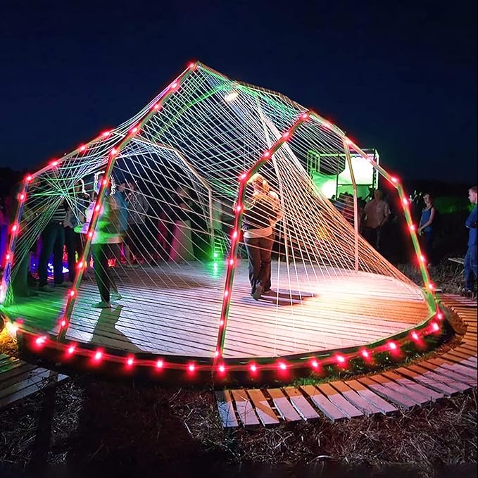 JMEXSUSS 2 * 200 LED Red Solar Rope Lights, 66ft IP 65 Waterproof Solar String Light Outdoor, 8 Modes Christmas Lights for Camp Trampoline Ladder Slide Tent