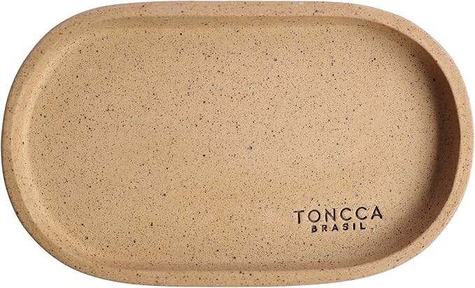 Brasil Handmade Ceramic Tray – Sertão Edition | 8" Matte Sand Beige | Natural Mineral Clay | Decorative Oval Tray Made in Brazil