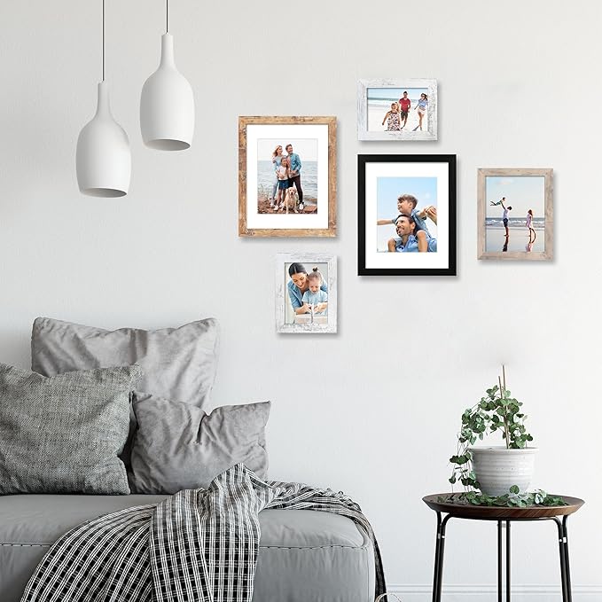 iRahmen 8x10 Picture Frame Set of 4 with High Definition Real Glass, Mixed Color Wood Photo Frames for Desktop Display and Wall Mounting