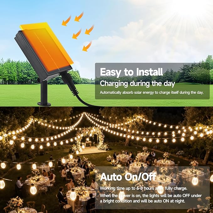 15FT Solar String Lights Waterproof for Outdoor, Patio Lights Solar Powered with USB Port, LED Shatterproof Bulbs,8 Lighting Modes,Solar Light for Camping Backyard Garden(Star Fruit-Warm White)