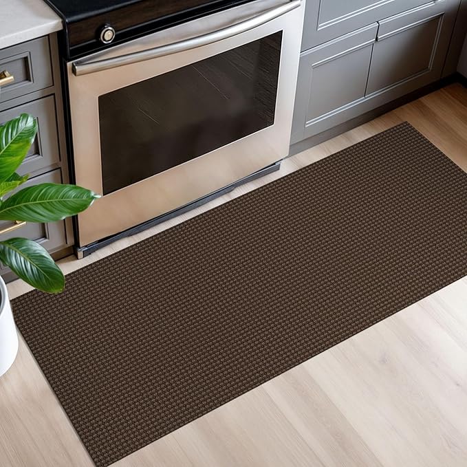 EARTHALL Woven Runner Rug 2x5 Ft Washable Runners for Hallways Cotton Non Slip Rubber Backed Kitchen Runner Braided Indoor Floor Carpet for Entryway, Hallway, Kitchen, Bedroom, Brown