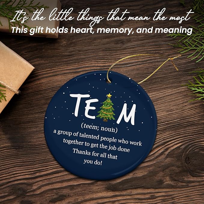 Team Appreciation Gifts for Employees - Ceramic Christmas Ornaments 2025 for Tree Decorations - Christmas Birthday Thank You Gifts for Coworkers Employees Women Boss, Xmas Bulk Gift Idea
