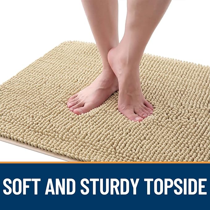 OLANLY Dog Door Mat for Muddy Paws 70x24, Absorbs Moisture and Dirt, Absorbent Non-Slip Washable Doormat, Quick Dry Chenille Mud Mat for Dogs, Entry Indoor Entryway Carpet for Inside Floor, Beige