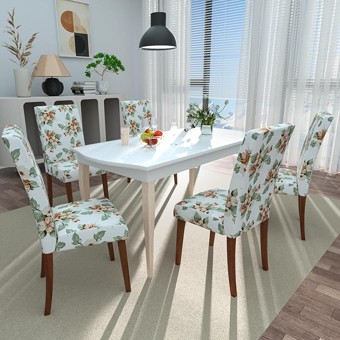 Stretch Dining Chair Covers Set of 2,Floral Print Chair Covers,Soft Removable Washable,Pet Friendly Furniture Protector,Universal Chair Slipcovers for Home, Kitchen,Ceremony Dining Room Seat