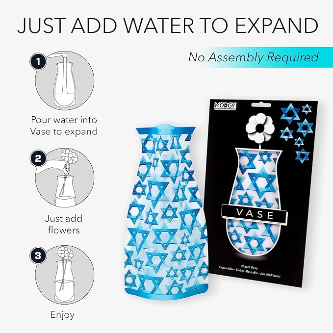 MODGY Expandable Flower Vase, Plastic Decorative Modern Foldable Printed Vases for Centerpieces for Wedding, Dining Table, Home Decor, Living Room, Bathroom, Mazel