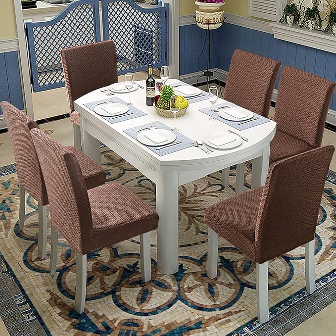 Genina Waterproof Chair Covers for Dining Room Chair Covers Dining Chair Slipcovers Stretch Kitchen Parsons (Chocolate, 2 PCS)