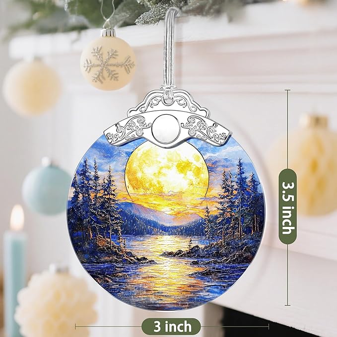Full Moon Christmas Ornaments, Christmas Decorations, Hanging Ornaments for Tree, Holiday Decor, Holiday & Xmas Gifts, Gifts for Friends, Coworkers, Neighbors