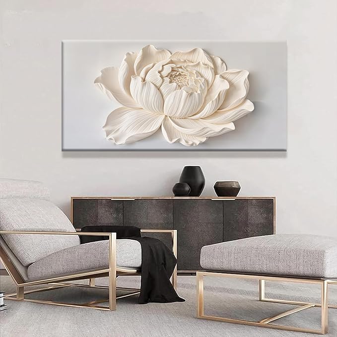 TAIJXAGSG Large Canvas Wall Art Decor For Living Room Pictures White Flower Wall Art Decoration Artwork Wall Art Modern Painting Pictures For Bedroom Home Kitchen Office 29"X 58"