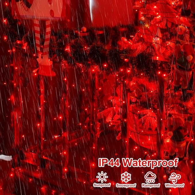 QITONG 165ft 500 LED Red Christmas Lights, Christmas String Lights Outdoor Waterproof Plug in, Green Wire Twinkle Light Indoor with 8 Modes