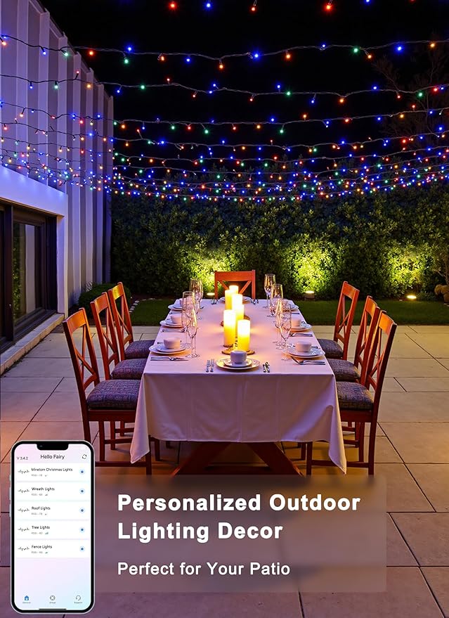 Minetom LED Color Changing Smart RGB Christmas Tree Lights, 66ft 200LED String Lights, 16 Milion Adjustable Colors Fairy Lights with Remote & Timer & Memory Function for Xmas Tree Holiday Party