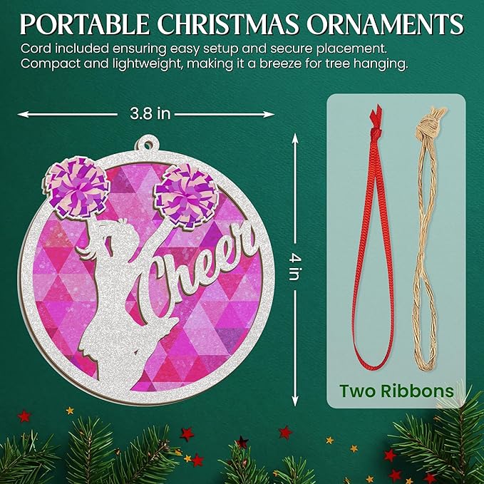 FLAGWIX Cheerleader Christmas Ornament - Suncatcher Christmas Ornaments 2025 - Cheerleader Gifts for Girls, Cheerleading Ornament, Cheerleading Gifts for Teen Girls Daughter Granddaughter Friend