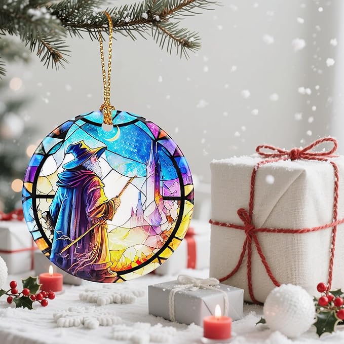 Wizard Christmas Decorations for Tree, Christmas Ornaments, Keepsake Ornaments, Holiday Decor, Xmas Gifts, Gift for Fantasy Lovers, Gifts for Friends or Family