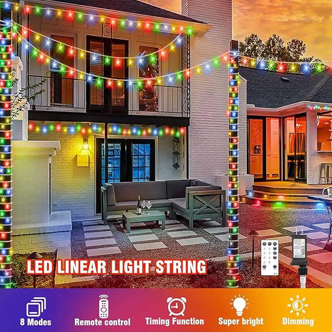 400FT Multi-Colored String Lights – LED Extra Long Outdoor Waterproof Fairy Lights with Remote, Dimmable Timer Decorative Lighting for Christmas, Wedding, Patio, Yard, Party Décor