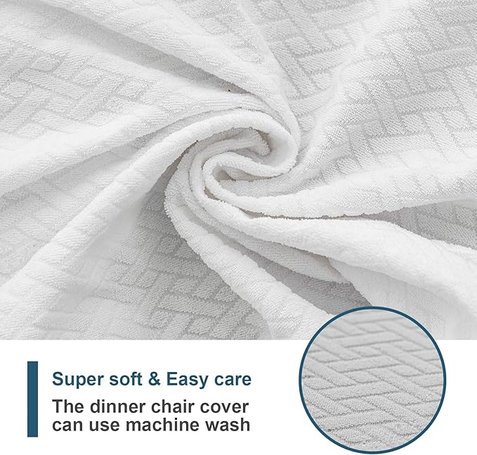 Genina Waterproof Seat Covers for Dining Room Chair Covers Waterproof Dining Chair Covers (4 PCS-Rear-Covered, White)