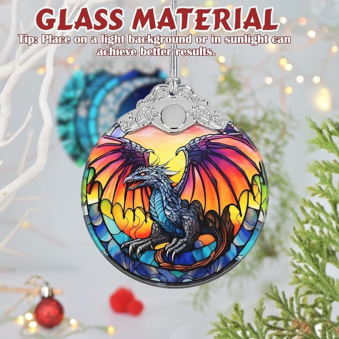 Dragon Ornament, Christmas Ornaments, Christmas Decorations for Tree, Stained Glass Ornament, Heirloom Keepsake, Gift Exchange, Gift Ideas, Bauble Present