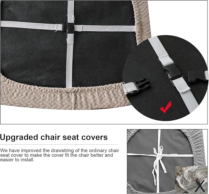 Genina Waterproof Seat Covers for Dining Room Chairs Covers Dining Chair seat Covers Kitchen Chair Covers slipcovers (Khaki, 6 Pcs)