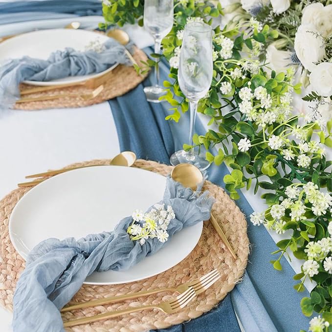 6FT Eucalyptus Garland with Flowers, 4 Pack Greenery Hanging Spring Eucalyptus Garland Suitable for Table Wedding Backdrop Arch Wall Party Thanksgiving UV Protected Indoor Outdoor Decorations