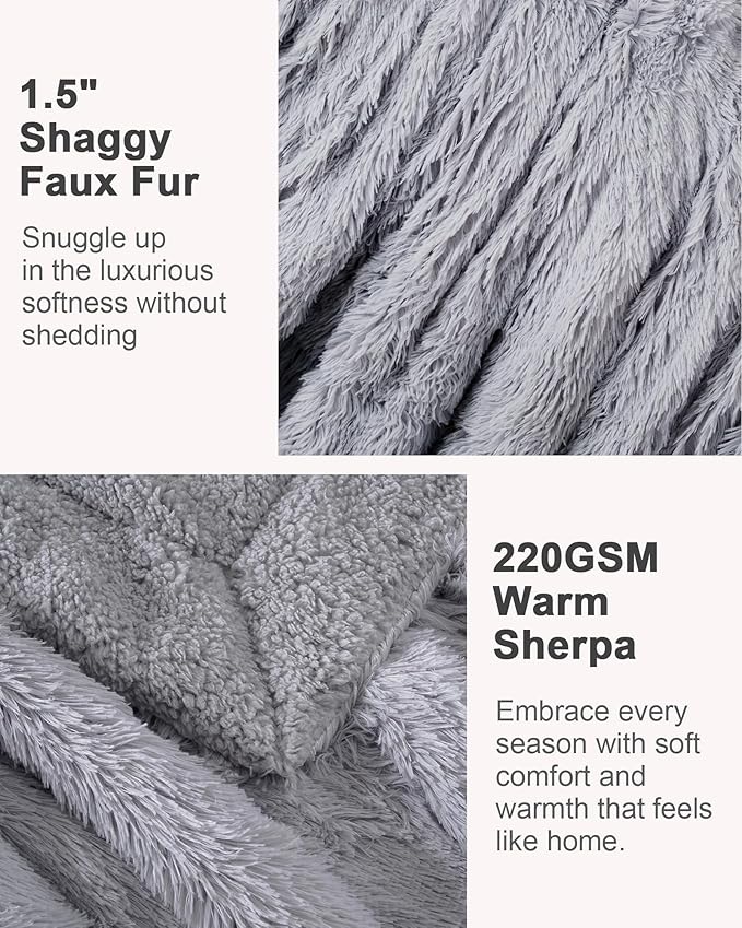 Super Soft Fluffy Faux Fur Throw Blanket for Couch, Fuzzy Sherpa Fleece Cozy Warm Gifts for Women, Room Decor Christmas Plush Thick Throw for Men, Minky Teen Gifts Winter Bedding, 50" x 60"