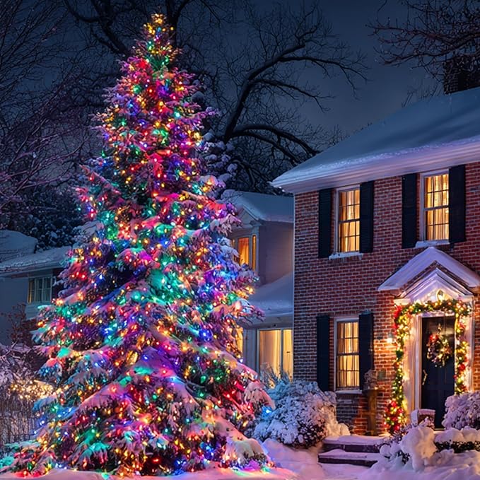 Christmas String Lights, 100 FT 300 LED String Lights Green Wire with Timer 8 Modes, Connectable Waterproof Decoration for Indoor Outdoor Xmas Trees Party Garden Wedding, Multi-Colored