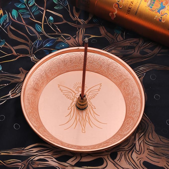 Copper Offering Prayer Ritual Bowl Plate - Great for use Witches Meditation,Smudging, Incense,Candle Dish, Ash Catcher,Jewelry Dish (New Metatron)