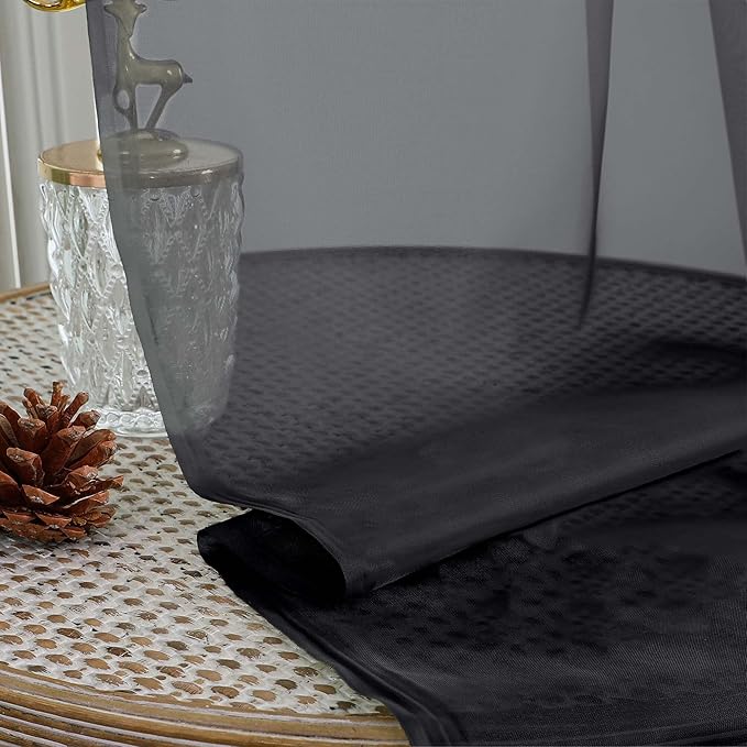 Gwine Black Sheer Curtains 108 Inches Long for Living Room 2 Panels Set, Light Filtering Extra Long Black Sheer Curtains, Lightweight Filmy Voile Rod Pocket Window Drapes, 59W x 108L, 2 PCS, 9ft