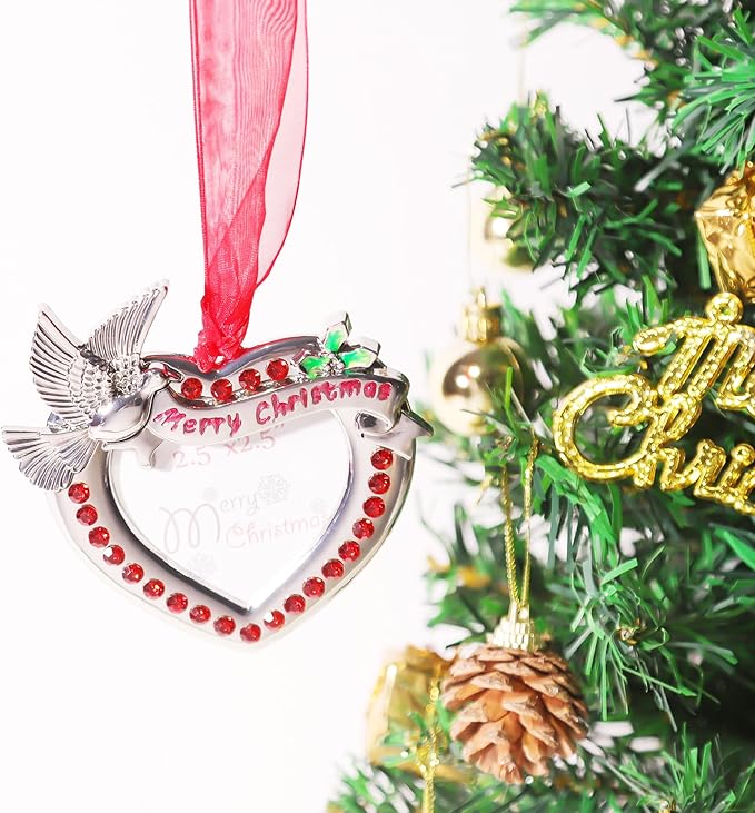 Christmas Tree Ornaments Home Decor Christmas Decorations Xmas Gifts Decorations Holiday Keepsake Gift Pendant Can Insert Photos (Red Dove)