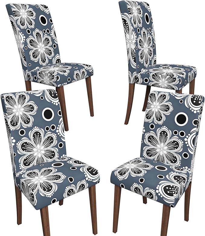 Stretch Dining Chair Covers Set of 4,Floral Print Chair Covers,Soft Removable Washable,Pet Friendly Furniture Protector,Universal Chair Slipcovers for Home, Kitchen,Ceremony Dining Room Seat