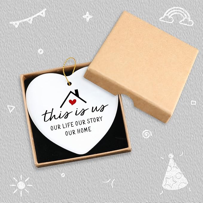 Our Life Our Story Our Home Warming Gifts Hanging Ornament Housewarming Gifts New Home for Women Men Couple New Homeowners Christmas Tree Decoration Heart Ornament
