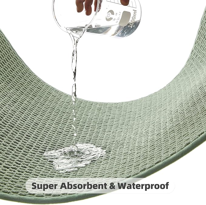 Bathroom Rugs Non Slip Washable, Super Absorbent Thin Bath Mat Small Quick Dry Low Pile Bathroom Rug, Sage Green 20"x30"
