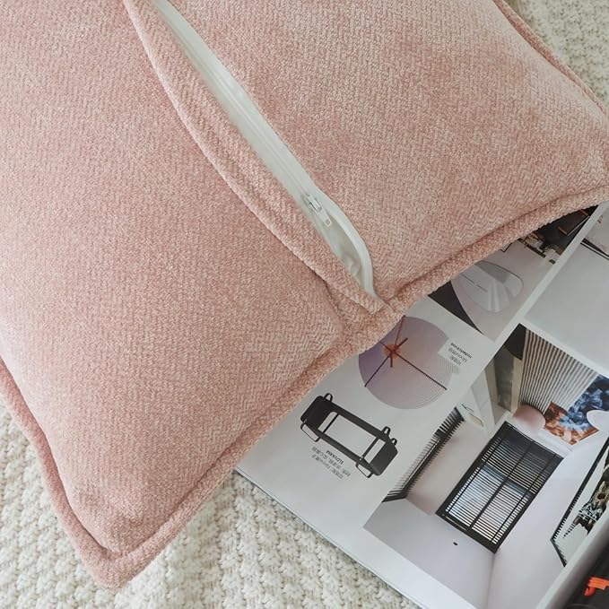 OYIMUA Pink 16x16 Chenille Throw Pillow Covers Set of 2 | Farmhouse Decorative Pillowcases for Couch & Bed | Soft Luxury Accent Pillows for Living Room