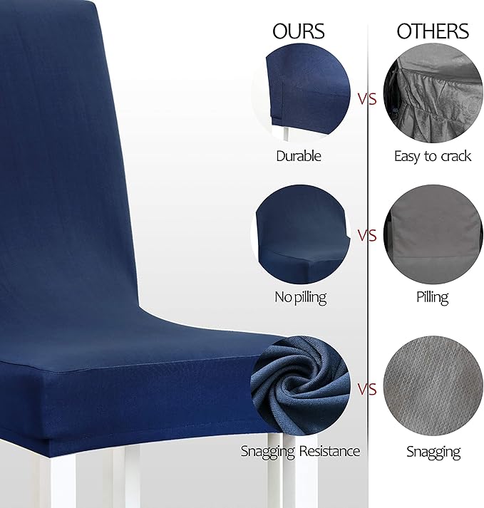 Obstal Stretch Spandex Dining Room Chair Covers ?Set of 4 Universal Removable Washable Chair Seat Slipcovers Protector for Kitchen, Ceremony, Wedding, Banquet, Hotel and Party