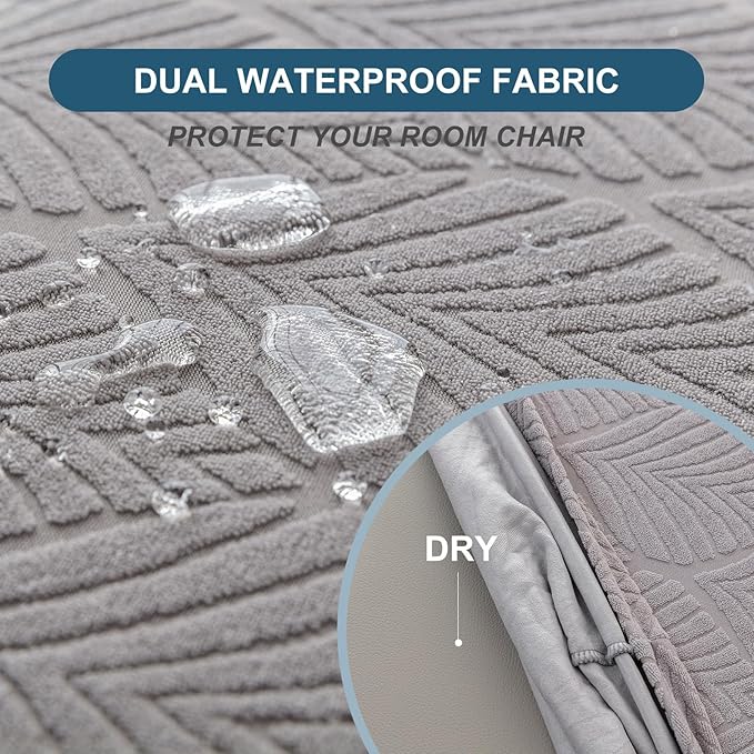 Waterproof Stretch Seat Covers,Dining Room Chair for 4 Set Removable Washable Chair Slipcover Protectors,No Rear Covers,Light Grey
