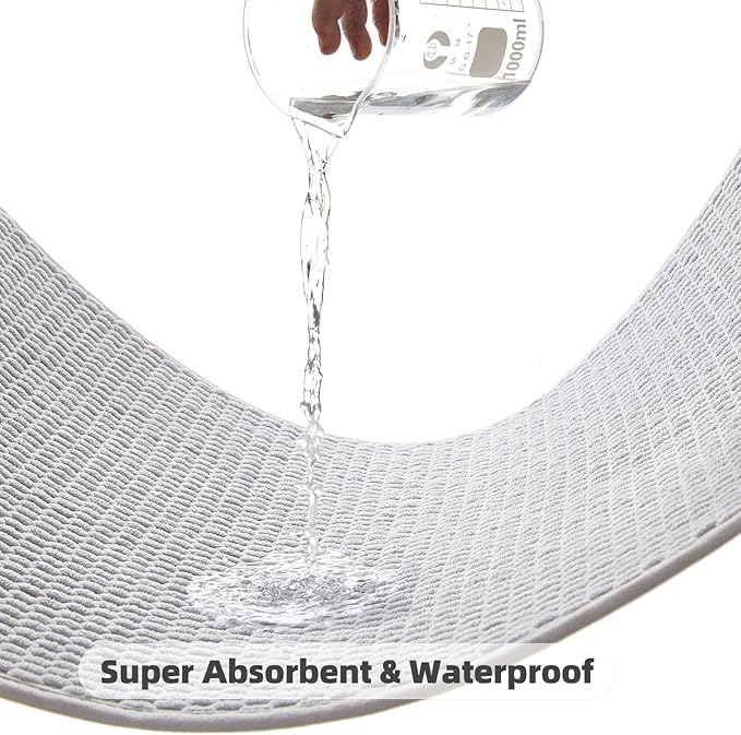 Bathroom Rugs Non Slip Washable, Super Absorbent Thin Bath Mat Quick Dry Low Pile Bathroom Rug, Light Grey 24"x47"