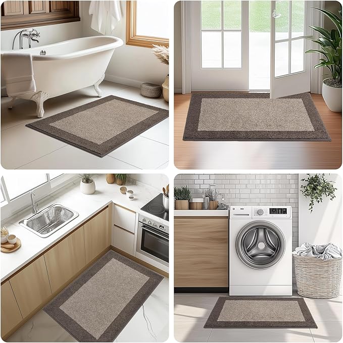 Washable Area Rug 48" x 72", Non Slip Kitchen Rug for Floor, Absorbent Entrance Runner Rug for Bedroom, Living Room, (Roll Packing)