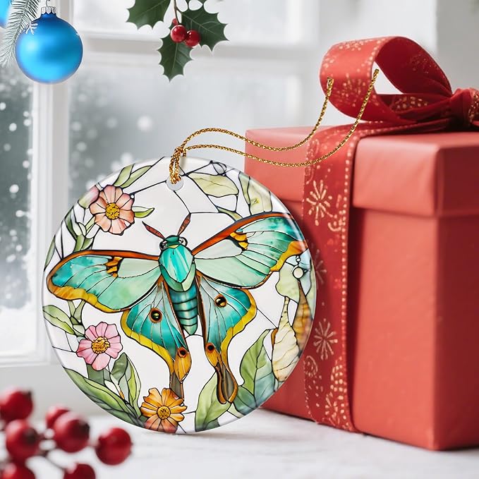 Christmas Ornaments, Dodosky 2.8in Ceramic Hanging Ornament, Xmas Decor, Christmas Tree Ornaments, Xmas Decorations for Tree, Holiday Ornament, Butterfly Gifts, Gifts Ideas, Gift for Women, Her