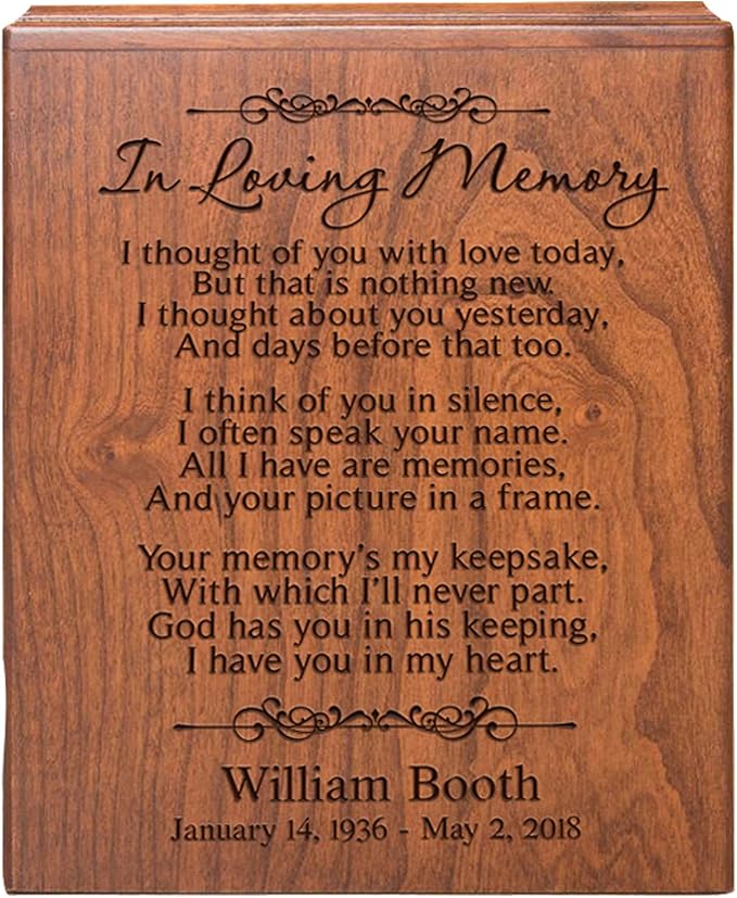LifeSong Milestones Personalized Cremation Urns for Adult Ashes - Cherry Wood Boxes - In Loving Memory