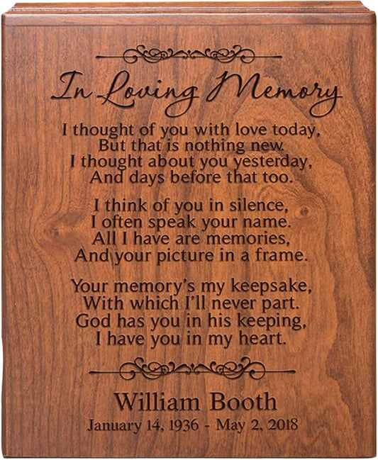 LifeSong Milestones Personalized Cremation Urns for Adult Ashes - Cherry Wood Boxes - In Loving Memory