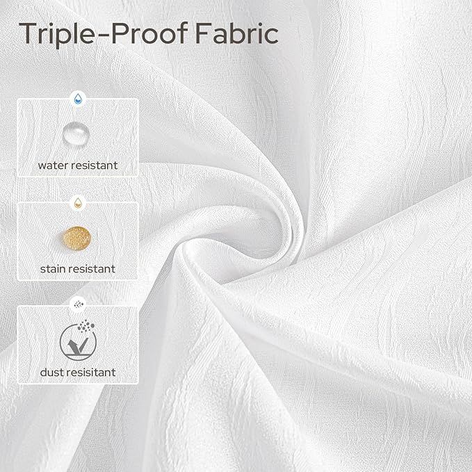 HOMEIDEAS White Semi Sheer Curtains 63 Inches Long, Light Filtering Privacy Sheer Non-See-Through Curtains Wave Jacquard Drapes for Living Room Modern Farmhouse Bedroom Decor, 52 X 63 Inch, 2 Panels